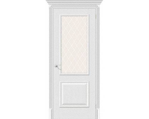 Дверь межкомнатная из эко шпона «Классик-13» Virgin остекление White Сrystal