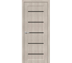 Дверь межкомнатная из эко шпона «Мода-22 Black Line» Cappuccino Melinga глухая