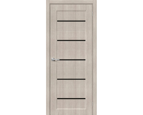 Дверь межкомнатная из эко шпона «Мода-22 Black Line» Cappuccino Melinga глухая