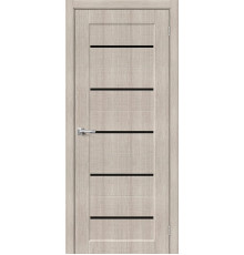 Дверь межкомнатная из эко шпона «Мода-22 Black Line» Cappuccino Melinga глухая