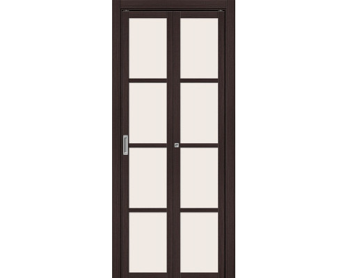 Дверь раздвижная из эко шпона «Твигги-11.3» Wenge Melinga остекление Magic Fog