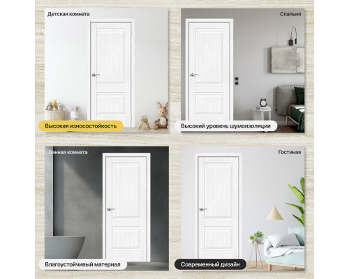 Дверь межкомнатная из эко шпона «Прима-2» Snow Melinga глухая