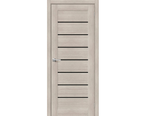 Дверь межкомнатная из эко шпона «Браво-22» Cappuccino Melinga остекление Black Shine