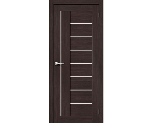 Дверь межкомнатная из эко шпона «Браво-29» Wenge Melinga остекление Magic Fog