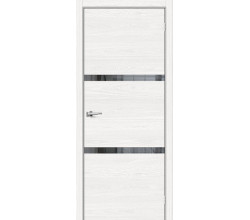 Дверь межкомнатная из эко шпона «Браво-2.55» White Skyline остекление зеркало в цвете 