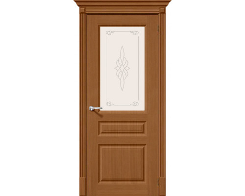 Дверь межкомнатная шпонированная «Статус-15» Орех Ф-11 (Шпон файн-лайн) остекление Сатинато белое