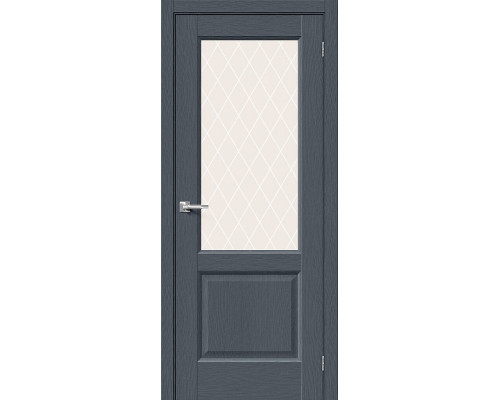 Дверь межкомнатная из эко шпона «Неоклассик-33» Stormy Wood остекление White Сrystal