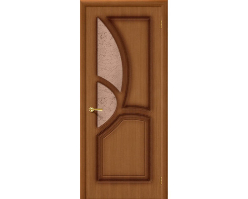 Дверь межкомнатная шпонированная «Греция» Орех (Шпон файн-лайн) остекление Бронза