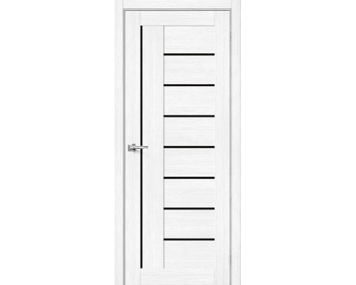 Дверь межкомнатная из эко шпона «Браво-29» Snow Melinga остекление Black Shine