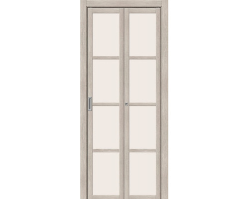 Дверь раздвижная из эко шпона «Твигги-11.3» Cappuccino Melinga остекление Magic Fog