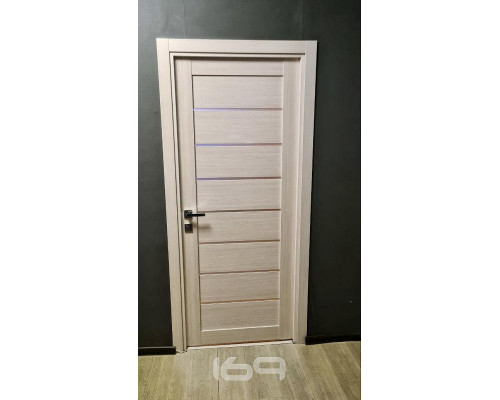 Дверь межкомнатная из эко шпона «Браво-22» Cappuccino Melinga остекление Magic Fog