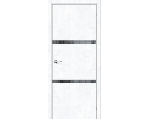 Дверь межкомнатная из эко шпона «Браво-2.55» Snow Art остекление зеркало в цвете 