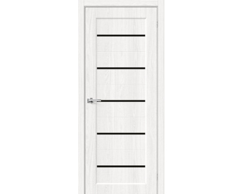 Дверь межкомнатная из эко шпона «Мода-22 Black Line» White Dreamline глухая