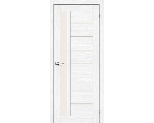 Дверь межкомнатная из эко шпона «Браво-27» Snow Melinga остекление Magic Fog