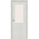 Дверь межкомнатная из эко шпона «Браво-7» Bianco Veralinga остекление Magic Fog
