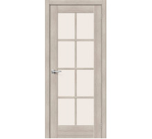 Дверь межкомнатная из эко шпона «Прима-11.1» Cappuccino Melinga остекление Magic Fog