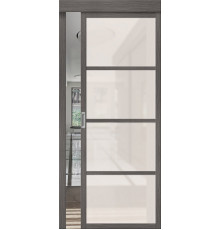 Дверь раздвижная из эко шпона «Твигги-11.3» Grey Melinga остекление Magic Fog