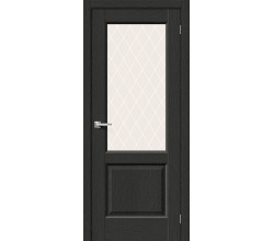 Дверь межкомнатная из эко шпона «Неоклассик-33» Stormy Wood остекление White Сrystal