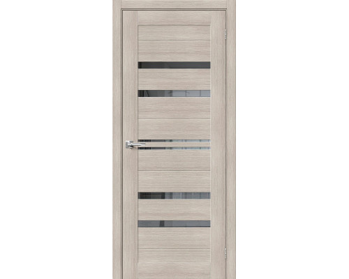 Дверь межкомнатная из эко шпона «Браво-30» Cappuccino Melinga остекление Mirox Grey