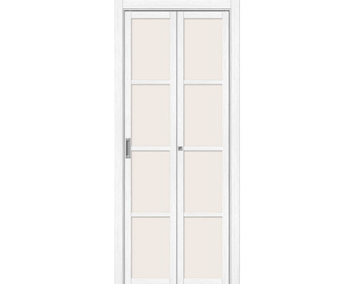 Дверь межкомнатная из эко шпона складная «Твигги-11.3» Snow Melinga остекление Magic Fog