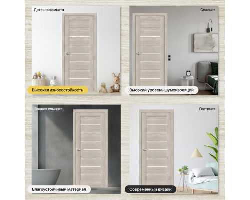 Дверь межкомнатная из эко шпона «Браво-22» Cappuccino Melinga остекление Magic Fog