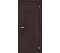 Дверь межкомнатная из эко шпона «Браво-28» Wenge Melinga остекление Magic Fog