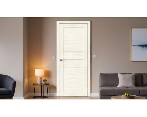 Дверь межкомнатная из эко шпона «Браво-22» Nordic Oak остекление Magic Fog