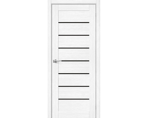 Дверь межкомнатная из эко шпона «Браво-22» Snow Melinga остекление Black Shine