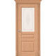 Дверь межкомнатная шпонированная «Статус-15» Дуб Ф-01 (Шпон файн-лайн) остекление Сатинато белое