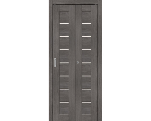 Дверь межкомнатная из эко шпона складная «Bravo-22» Grey Melinga остекление Magic Fog