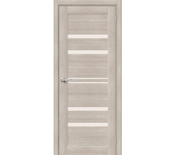 Дверь межкомнатная из эко шпона «Браво-30» Cappuccino Melinga остекление Magic Fog