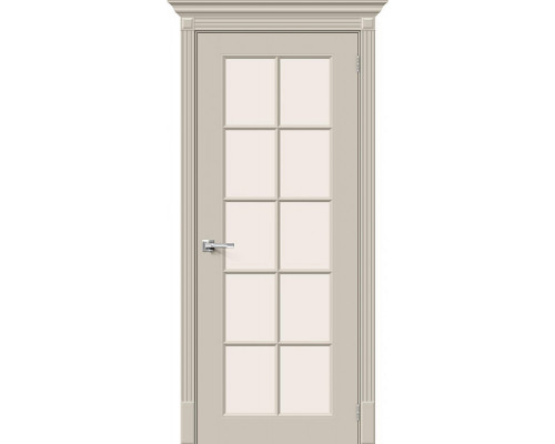 Дверь межкомнатная крашенная «Скинни-11.1» Creamy (Эмаль) остекление Magic Fog