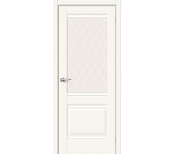 Дверь межкомнатная «Прима-3» Alaska остекление White Сrystal