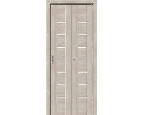 Дверь межкомнатная из эко шпона складная «Браво-22» Cappuccino Melinga остекление Magic Fog