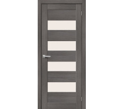 Дверь межкомнатная из эко шпона «Браво-23» Grey Melinga остекление Magic Fog