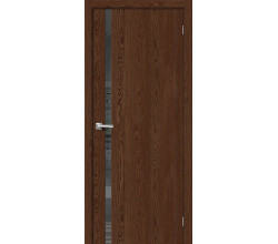 Дверь межкомнатная из эко шпона «Браво-1.55» Brown Dreamline остекление зеркало в цвете 