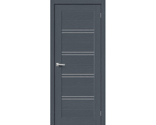 Дверь межкомнатная из эко шпона «Браво-28» Stormy Wood остекление Magic Fog