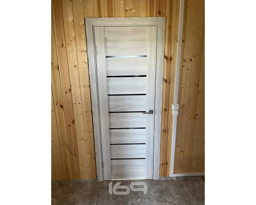 Дверь межкомнатная из эко шпона «Браво-22» Riviera Ice остекление Magic Fog