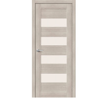 Дверь межкомнатная из эко шпона «Браво-23» Cappuccino Melinga остекление Magic Fog