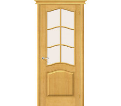 Дверь межкомнатная из Массива сосны «М7» Т-04 (Медовый) остекление художественное