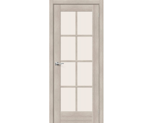 Дверь межкомнатная из эко шпона «Прима-11.1» Cappuccino Melinga остекление Magic Fog