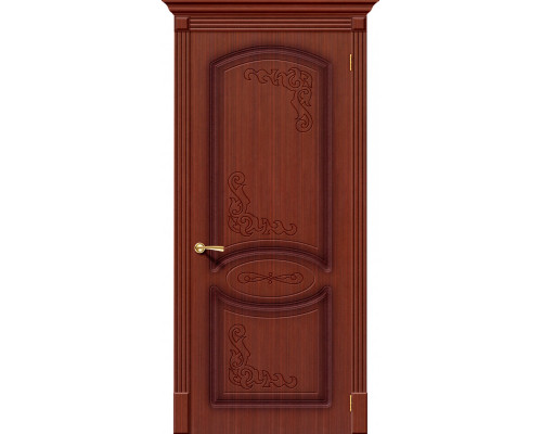 Дверь межкомнатная шпонированная «Азалия» Макоре (Шпон файн-лайн) глухая