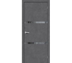 Дверь межкомнатная из эко шпона «Браво-2.55» Slate Art остекление зеркало в цвете 