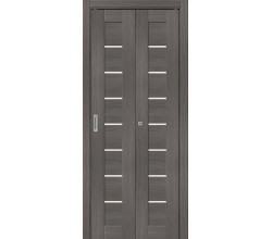 Дверь межкомнатная из эко шпона складная «Bravo-22» Grey Melinga остекление Magic Fog