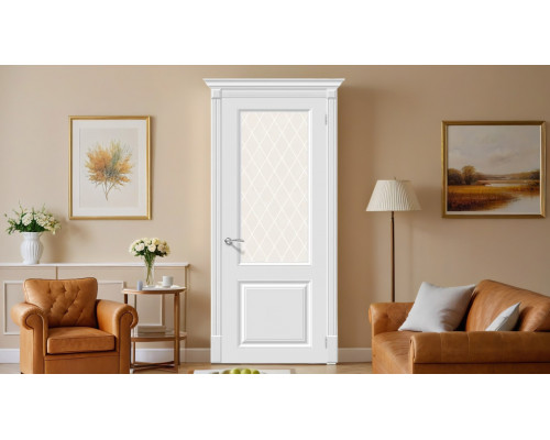 Дверь межкомнатная крашенная «Скинни-13» Whitey (Эмаль) остекление художественное