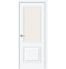 Дверь межкомнатная «Классик-13» White Silk стекло White Сrystal