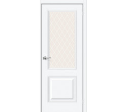 Дверь межкомнатная «Классик-13» White Silk стекло White Сrystal