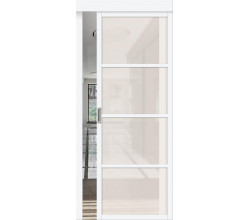 Дверь раздвижная «Твигги-11.3» White Silk остекление Magic Fog
