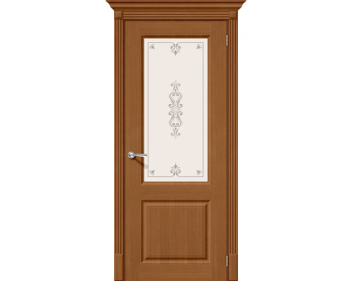 Дверь межкомнатная шпонированная «Статус-13» Орех Ф-11 (Шпон файн-лайн) остекление Сатинато белое