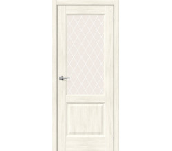 Дверь межкомнатная из эко шпона «Неоклассик-33» Nordic Oak остекление White Сrystal